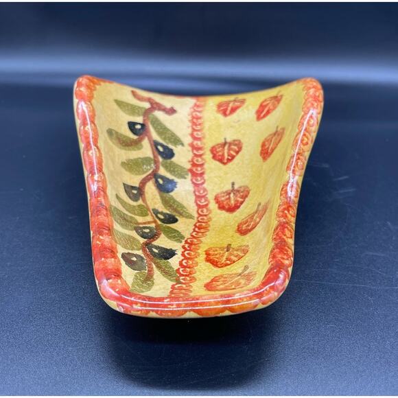 Vintage Italica ARS Pottery Spoon Rest Hand Painted Olives Made in Italy - Picture 2 of 8